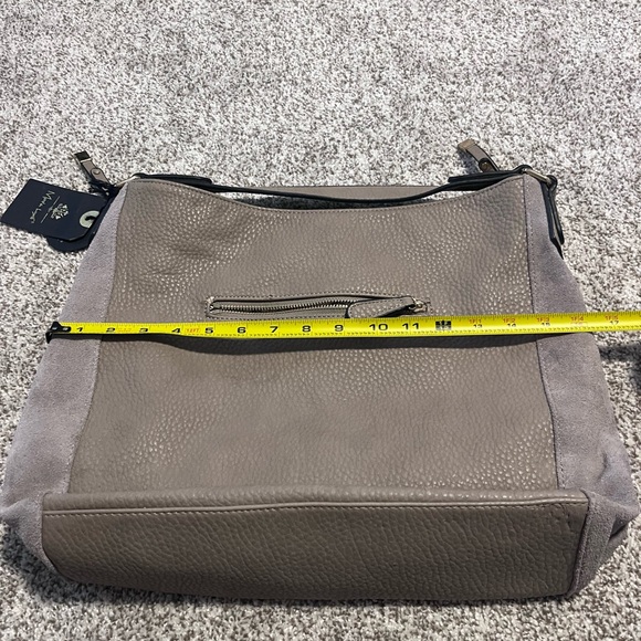 Moda Luxe Taupe Hobo Shoulder Bag Leather Suede Large Slouchy Boho Neutral Purse - Picture 7 of 16